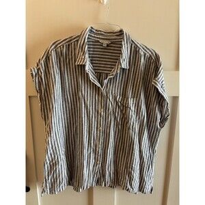 Orvis Linen Blend Striped Button Front Shirt Women’s Size XXL Casual Coastal Top